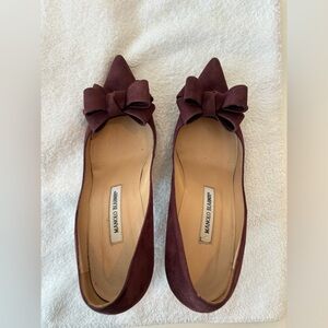Manolo Blahnik suede kitten heels